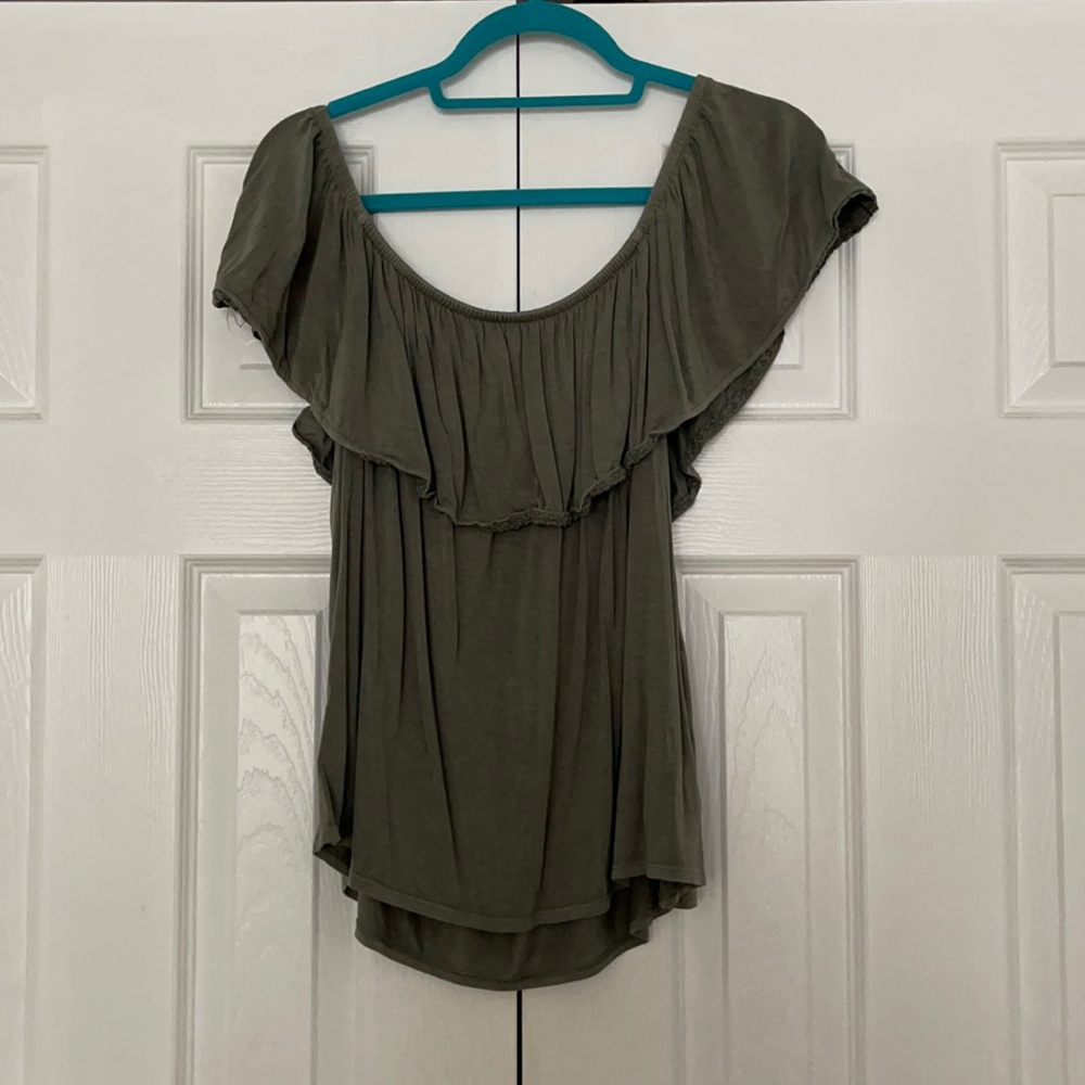 American Eagle Off the Shoulder Lace Trim T-Shirt